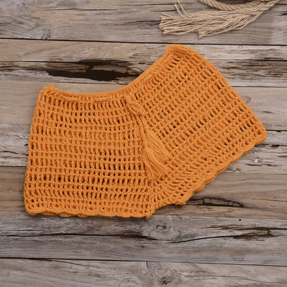 Women’s Crochet Knit Swim Shorts Hollow Out Beachwear with Drawstring