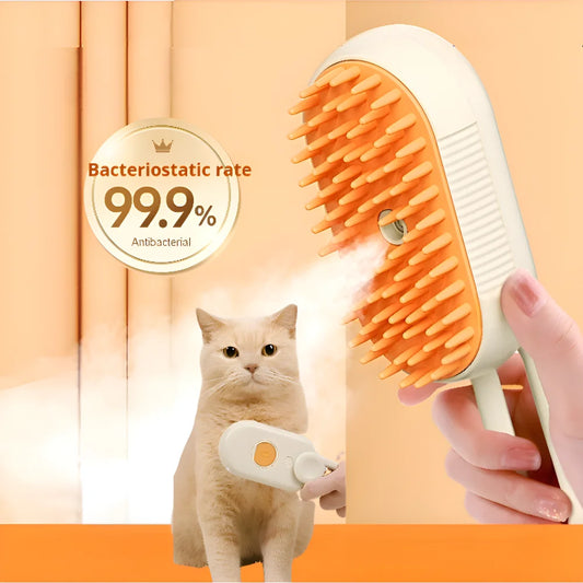 3-in-1 Electric Pet Grooming Brush with Steamy Spray & Hair Removal