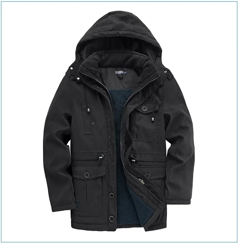 Thickened Multi-Pocket Mid-Length Casual Coat