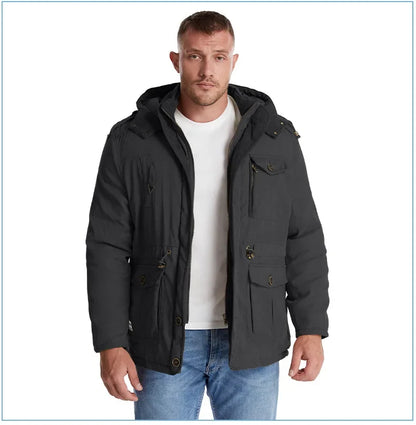 Thickened Multi-Pocket Mid-Length Casual Coat