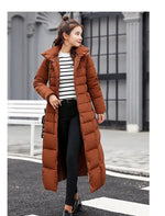 Women's Long Over-Knee Winter Parka with Fur Hood