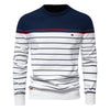 Striped Cotton O-Neck Pullover Sweater