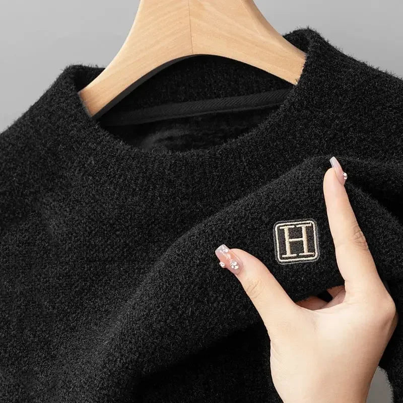 Winter Men's Warm Fleece Sweater O-Neck
