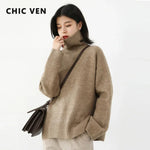 CHIC VEN Korean Women's Loose Turtleneck Sweater