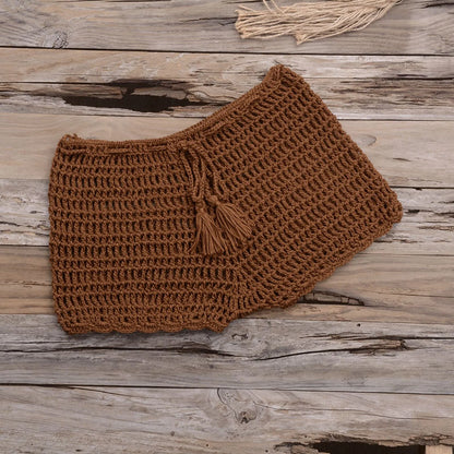 Women’s Crochet Knit Swim Shorts Hollow Out Beachwear with Drawstring