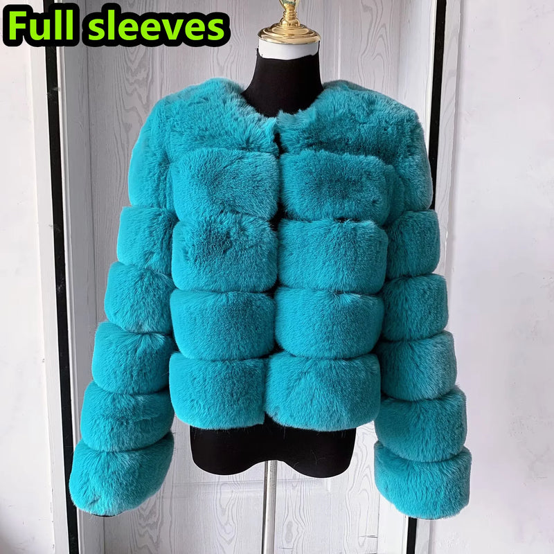 Women's High-Quality Faux Fox Fur Coat