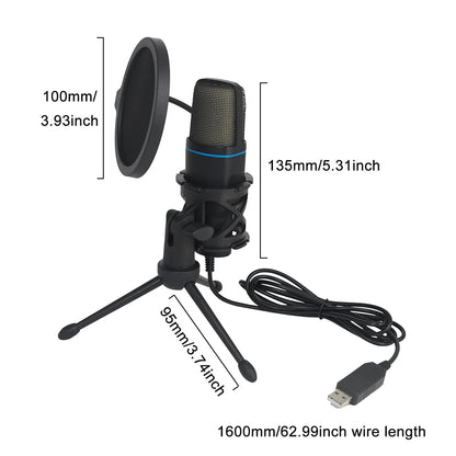 USB RGB Condenser Microphone – Pro Gaming & Studio Mic for PC & Laptop
