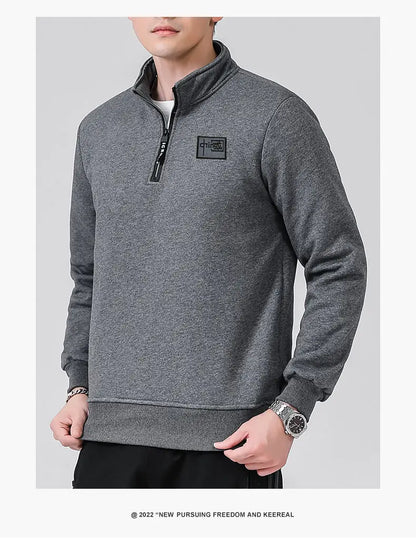 Winter Sweatshirt Men Long Sleeves Fleece Lined Warm Sweatshirt