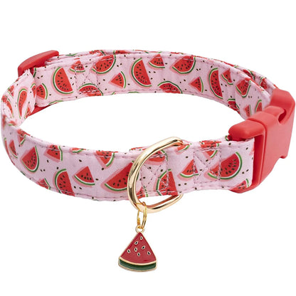 Fruit Pattern Dog and Cat Collar with Cute Metal Pendant for Pets