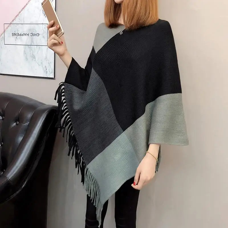 Elegant Ladies Poncho Cape Sweater