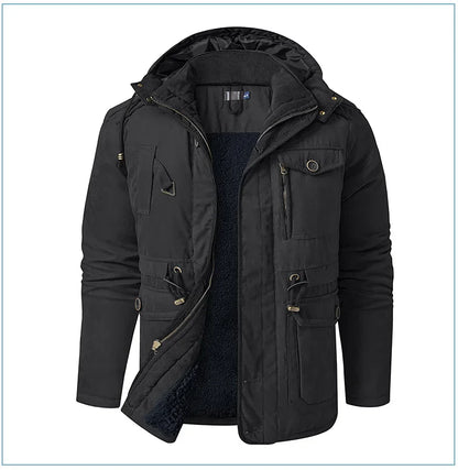 Thickened Multi-Pocket Mid-Length Casual Coat