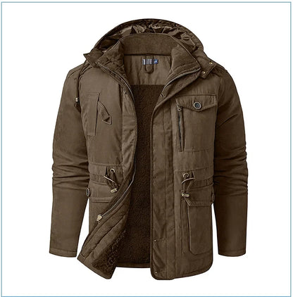 Thickened Multi-Pocket Mid-Length Casual Coat