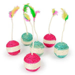 Interactive Sisal Scratching Ball with Feather for Cats