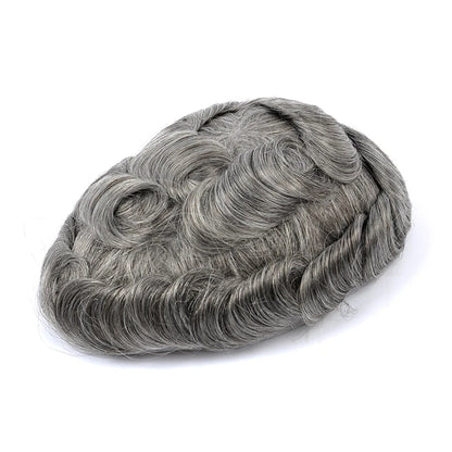 Topunique Full Swiss Lace Men’s Toupee – 90% Light to Medium Light Density