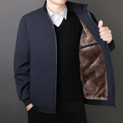 Plus Size Plush Thick Coat with Stand Collar