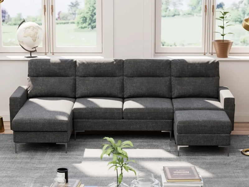 Convertible U-Shaped Modular Sofa Set with Double Chaise