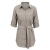 Elegant Women's Mini Shirt Dress with Deep V-neck & 3/4 Sleeves