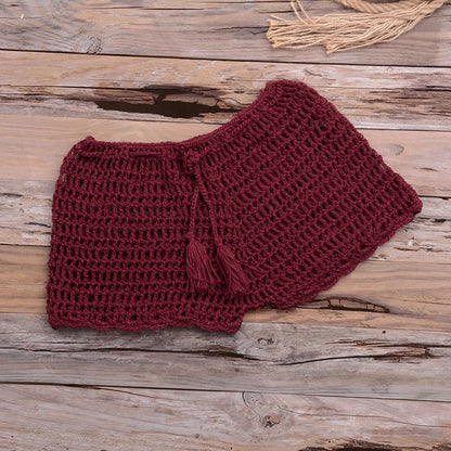 Women’s Crochet Knit Swim Shorts Hollow Out Beachwear with Drawstring
