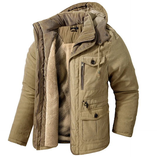 Thickened Multi-Pocket Mid-Length Casual Coat