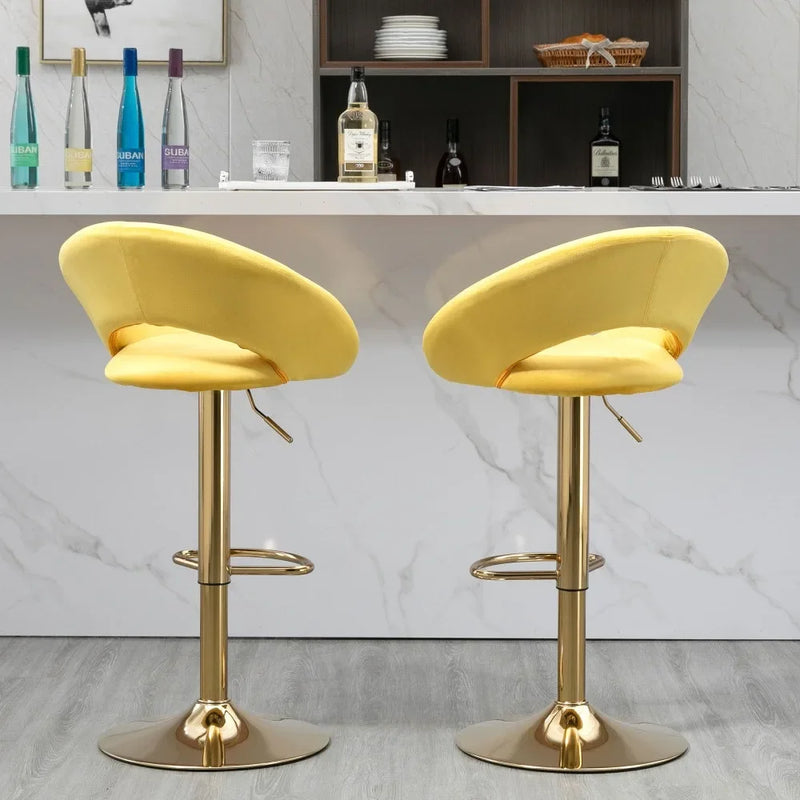 Set of 2 Velvet Adjustable Bar Chairs