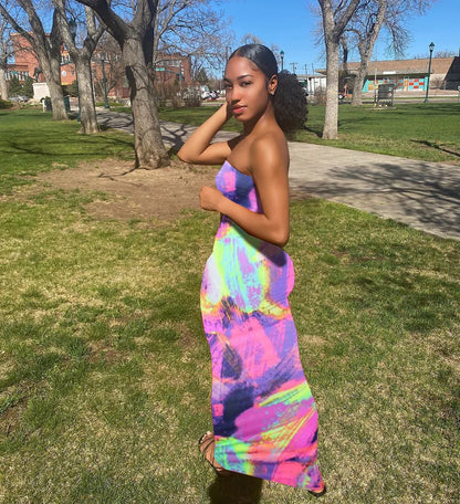 Sexy Slim Fit Printed Bandage Long Dress