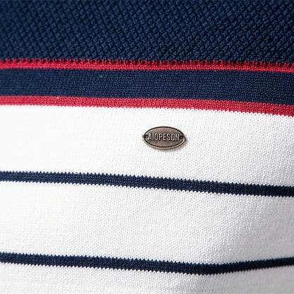 Striped Cotton O-Neck Pullover Sweater