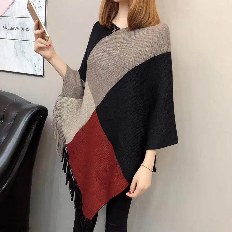 Elegant Ladies Poncho Cape Sweater