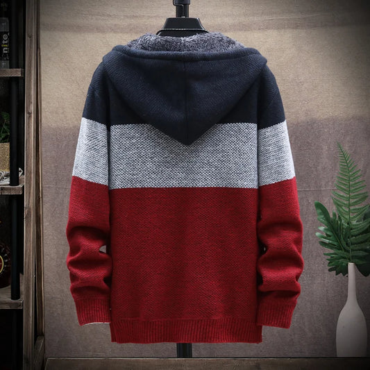 Luxury Men's Hooded Cardigan Sweater - Stylish & Functional
