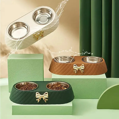 Double Pet Food and Water Bowl for Dogs and Cats Non-Slip Design