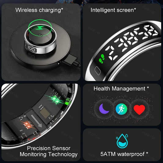 Qring R11 Smart LED Ring – Heart Rate & Oxygen Monitor in Stylish Stainless Steel
