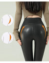 High-Waist PU Leather Fleece Leggings Warm & Stylish