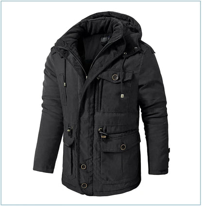 Thickened Multi-Pocket Mid-Length Casual Coat