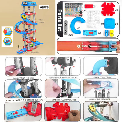DIY Assembled City Winding Roads Racing Car Garage Toy