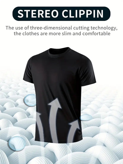 Men’s 4-Pack Black Quick-Dry Round Neck T-Shirts – Ultra-Light Gym & Running