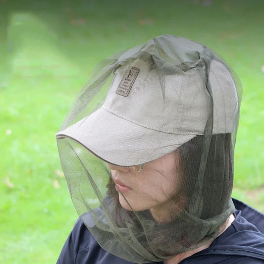 Outdoor Mosquito Net Hat with Sun Protection for Camping and Fishing