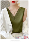 Elegant Women's Silk Chiffon Camisole with Lace V-neck