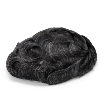Topunique Full Swiss Lace Men’s Toupee – 90% Light to Medium Light Density