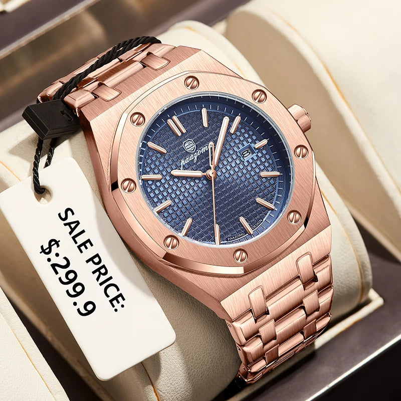 PAAZOMU Luxury Waterproof Men’s Quartz Watch – Stainless Steel Sport