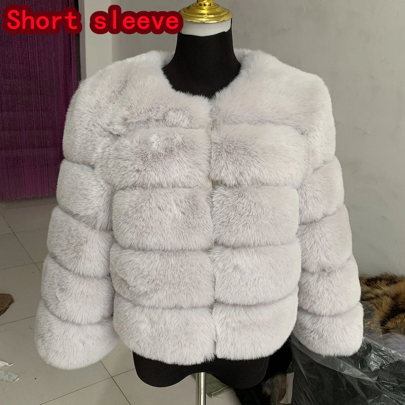 Women's High-Quality Faux Fox Fur Coat