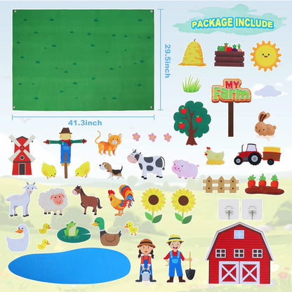 Felt Story Board Set Toy – Farm Animals Interactive Play Mat