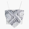 Retro Printed Scarf Crop Top with Bowknot