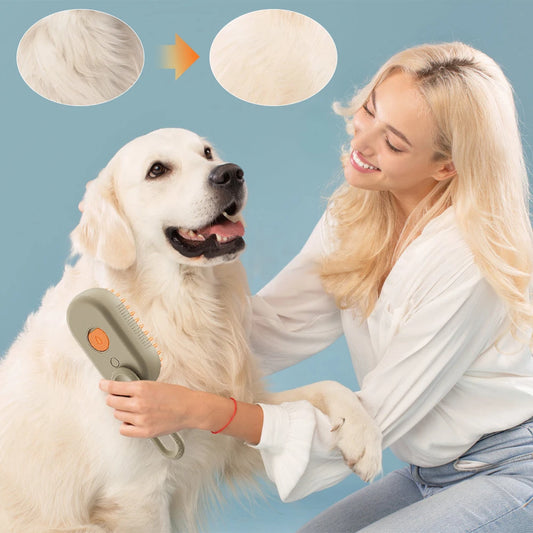 3-in-1 Electric Dog Grooming Brush with Spray & Hair Removal