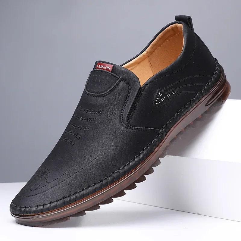 Men’s Handmade Leather Flats – Soft Sole Casual Business Moccasins