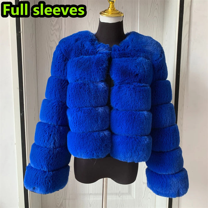 Women's High-Quality Faux Fox Fur Coat