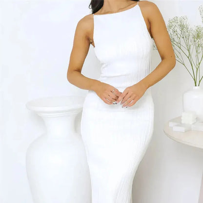 Sexy Sleeveless Ruched Long Summer Party Dress for Women