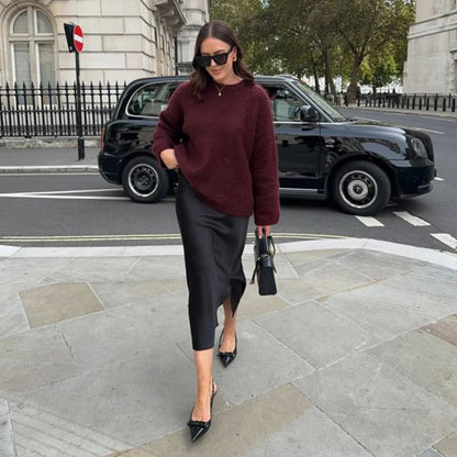 Retro Knit Pullover for Women – Casual Loose Sweater