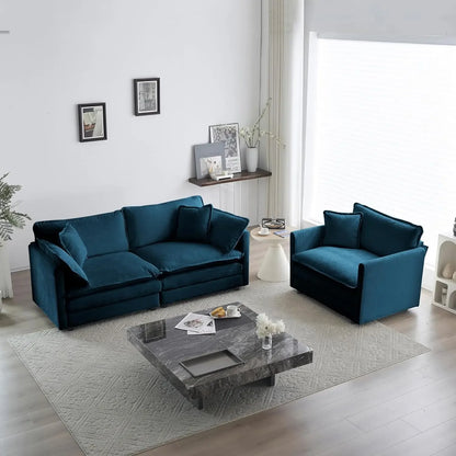 2 Piece Loveseat Sofa Set - Modern Chenille Cloud Couches