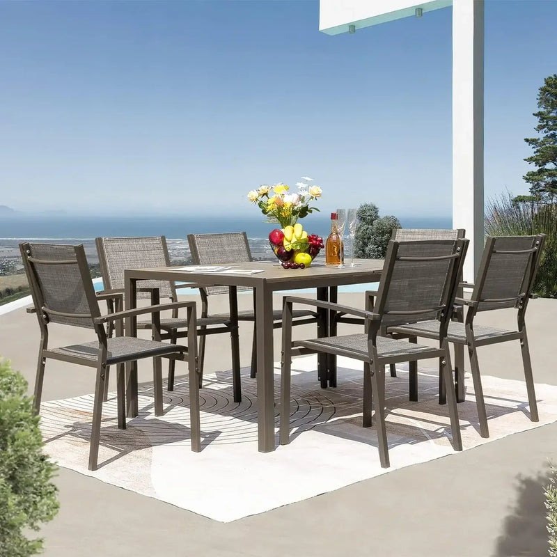 Weatherproof Table & 6 Stackable Chairs for Garden