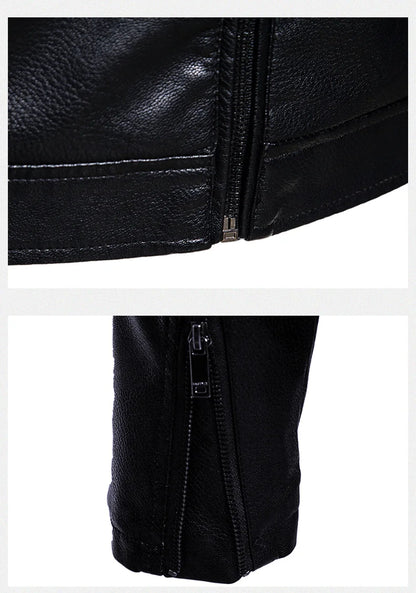 Winter Motorcycle Leather Jacket with Fur Collar