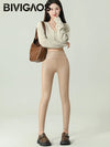 High-Waist PU Leather Fleece Leggings Warm & Stylish